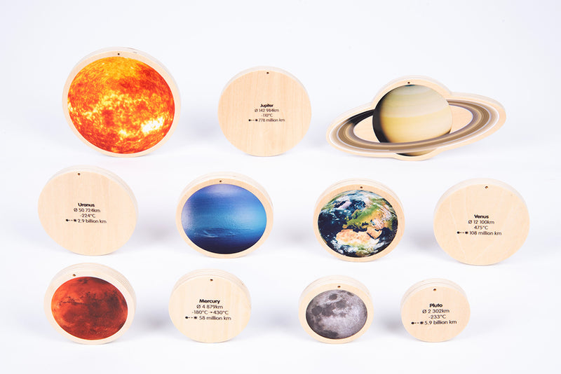 Wooden Solar System Disc Science and Display 11pc By Tickit Early Science STEM Toys Developmental Toys for Toddlers Gifts Idea 12m+