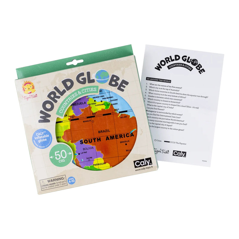 Tiger Tribe Inflatable World Globe Countries and Cities 50cm Early Science STEM Toys 4yrs+