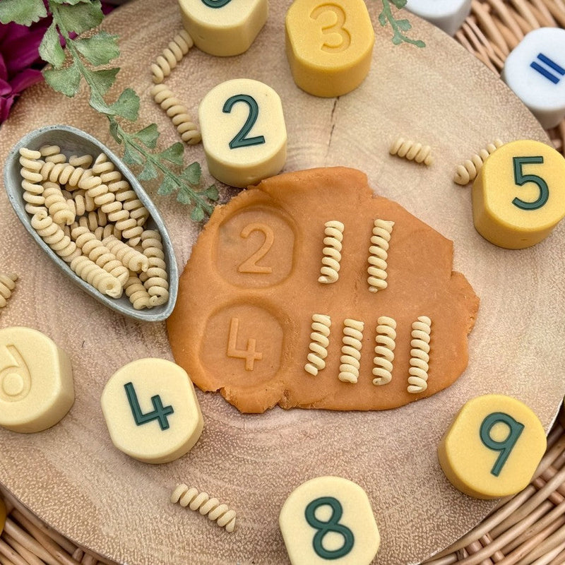 Yellow Door 0-10 Number Stamping Stones 14pcs Early Math Resources Playdough Sand Toys Sensory Toys 2yrs+