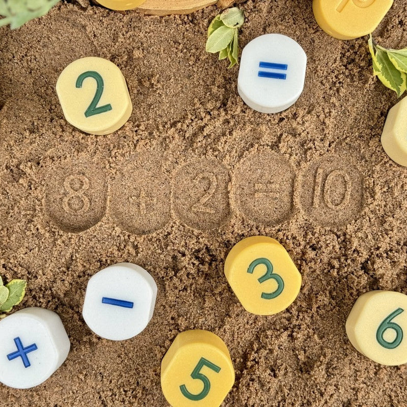 Yellow Door 0-10 Number Stamping Stones 14pcs Early Math Resources Playdough Sand Toys Sensory Toys 2yrs+