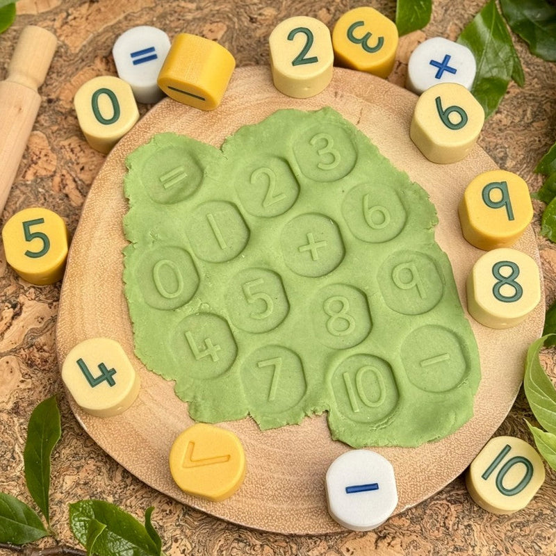 Yellow Door 0-10 Number Stamping Stones 14pcs Early Math Resources Playdough Sand Toys Sensory Toys 2yrs+