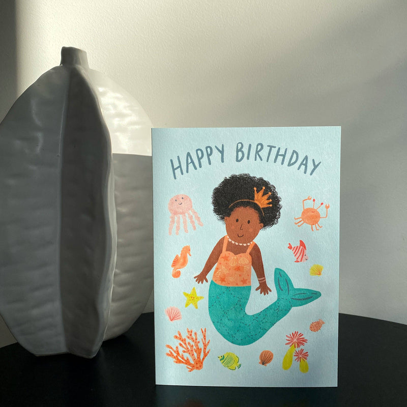 Mermaid Happy Birthday Card by Lauren Sissons Studio Kids Birthday Card