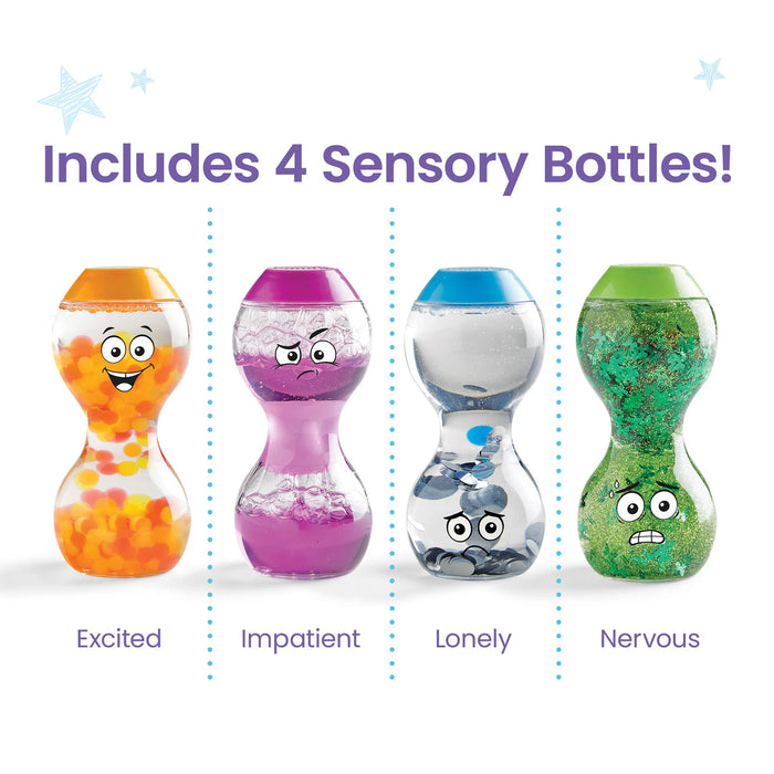 Express Your Feelings Sensory Bottles represent - Excited, Impatient, Lonely and Nervous