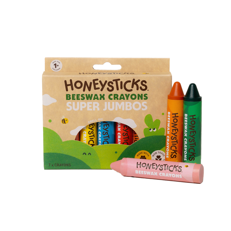 Honeystick Beeswax Super Jumbo Crayons 7 Colours Art and Craft for Kids 12m+