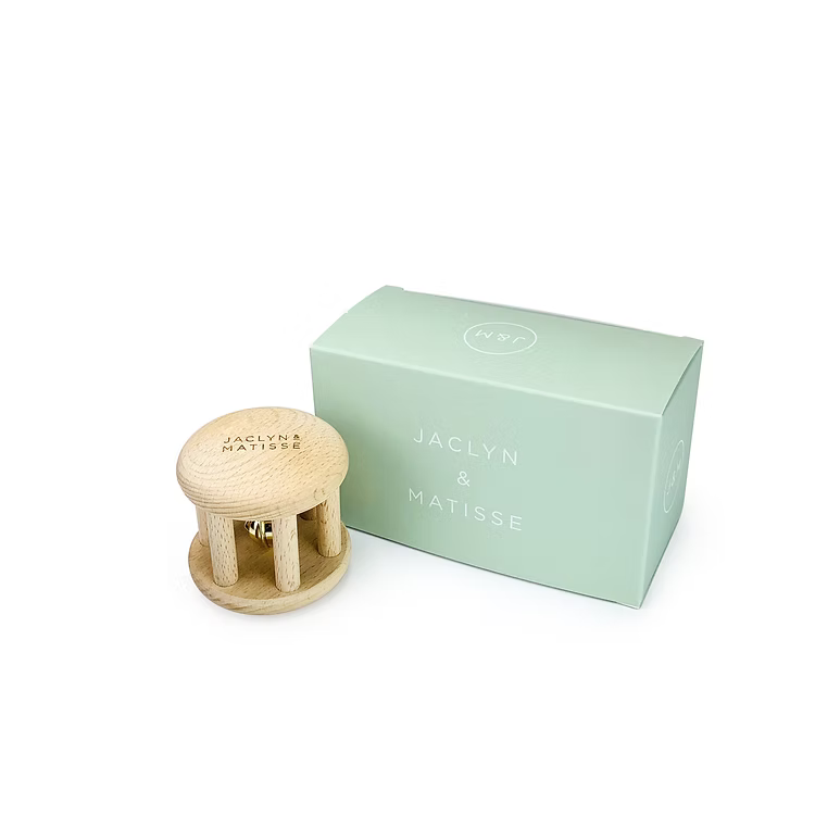 Wooden Roller Rattle by Jaclyn & Matisse Musical Instrument for Kids Gift Idea 3yrs+