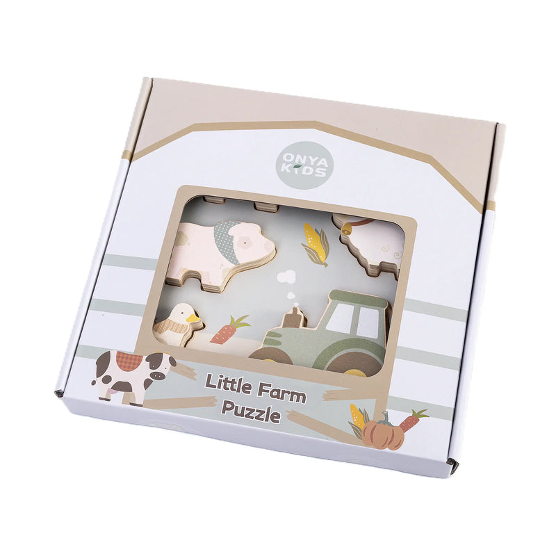 Onya Kids Wooden Farm Puzzle Wooden Knob Puzzle Developmental Toys 18m+