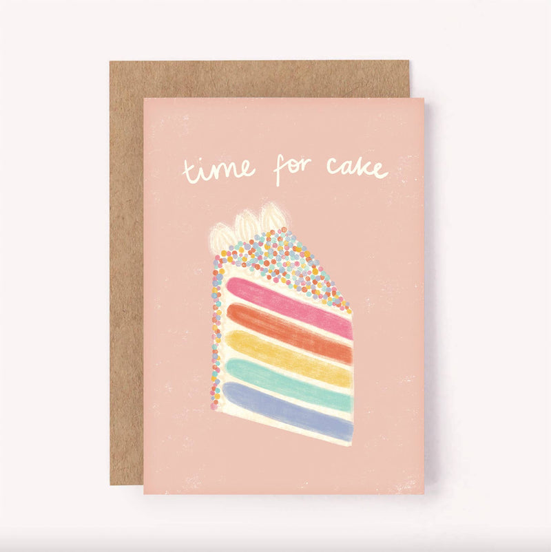 Time for Cake Birthday Greeting Card  By Lauren Sissons Studio Birthday Card