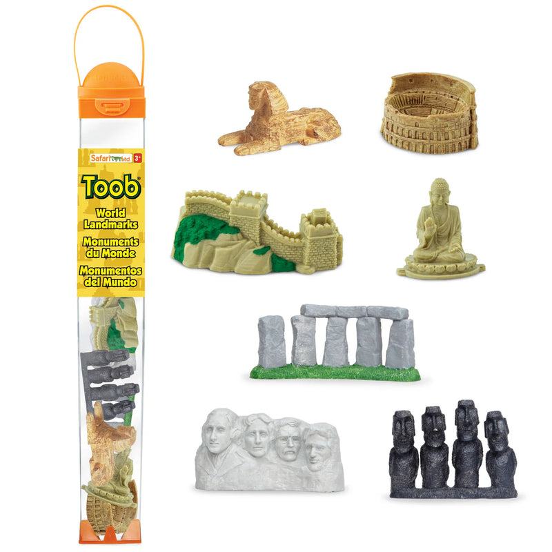 Tube of 10 Around The World Landmarks Figurines Montessori Language Learning Figurines by Safari Ltd 3yrs+