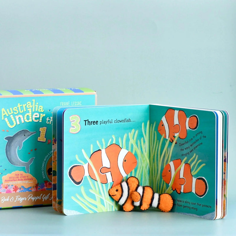Tara Treasures Felt Australia Under the Sea Finger Puppet and Book Set Pretend and Imaginative Play Felt Animals Best Seller 3yrs+