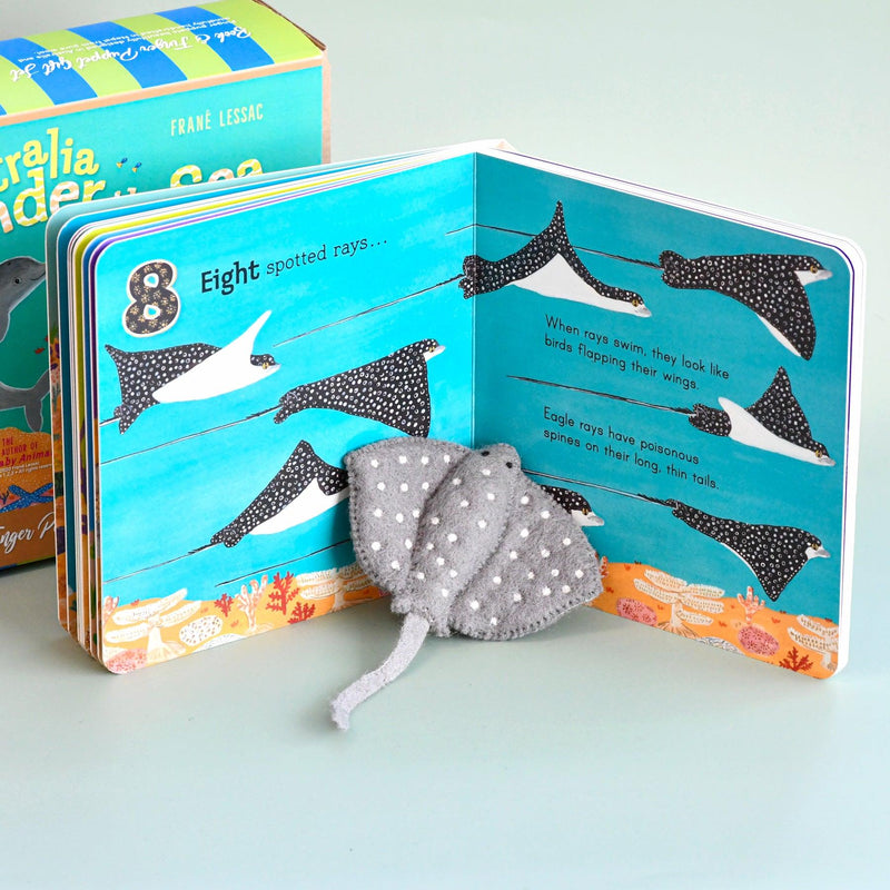 Tara Treasures Felt Australia Under the Sea Finger Puppet and Book Set Pretend and Imaginative Play Felt Animals Best Seller 3yrs+