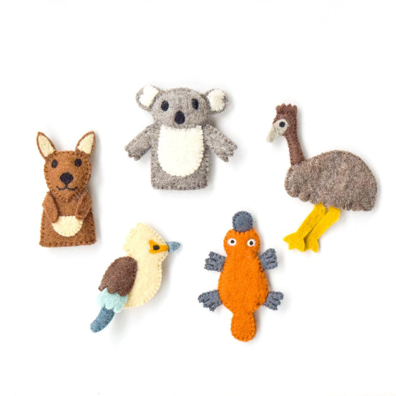 Tara Treasures Felt Australian Animals Finger Puppet Set of 5 Australian Animals Pretend & Imaginative Play Toys Best Seller 3yrs+