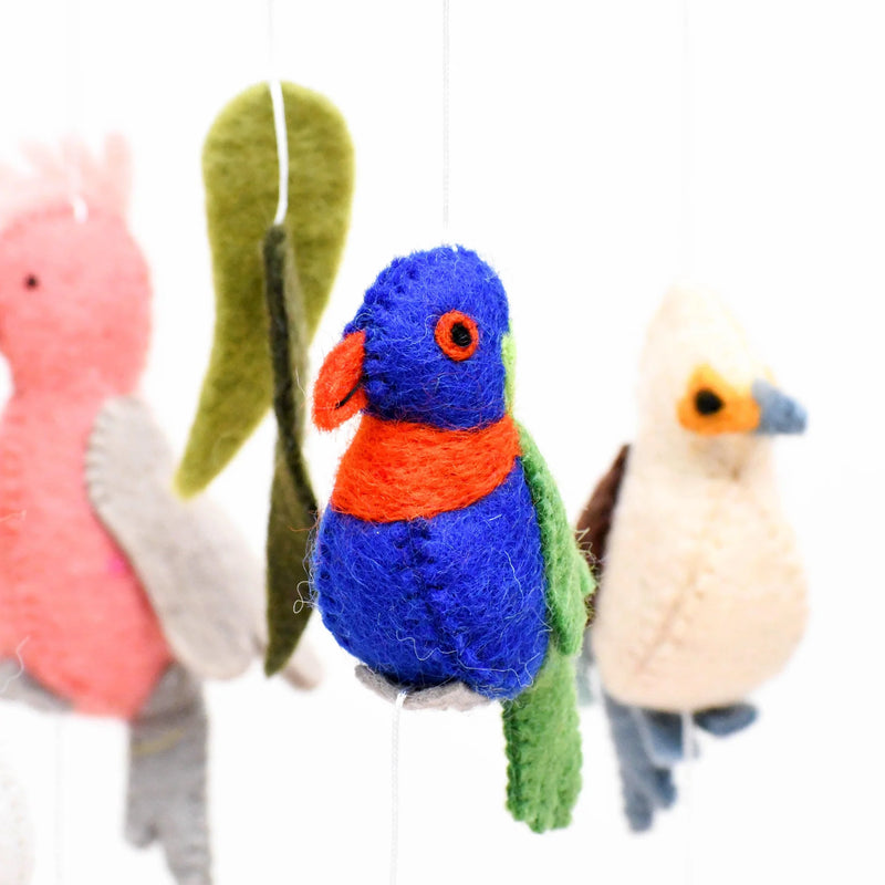 Tara Treasures Felt Australian Birds Baby Nursery Cot Mobile Australian Animals Baby Toys Baby Gifts Idea Best Seller 0m+