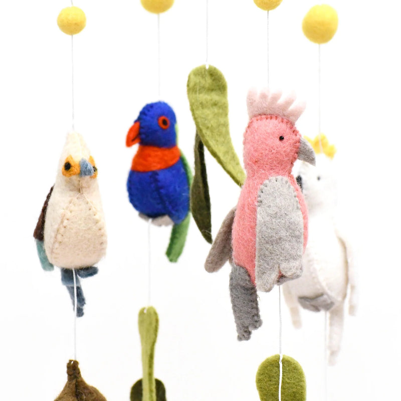 Tara Treasures Felt Australian Birds Baby Nursery Cot Mobile Australian Animals Baby Toys Baby Gifts Idea Best Seller 0m+