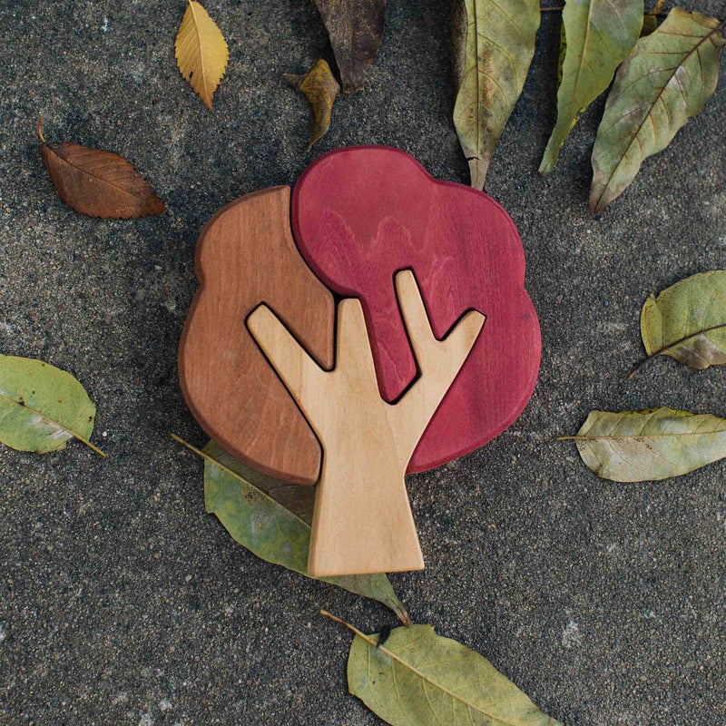 Wooden Flat Forest Tree Set Autumn 3 Trees 7pcs by Avdar Toys Wooden Toys Pretend & Imaginative Play Gifting Idea for 3yrs+