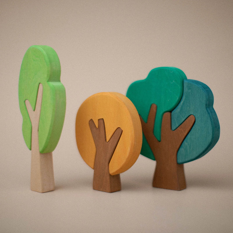 Wooden Flat Forest Set Classic 7pcs Set of 3 Trees by Avdar Toys Wooden Toys Pretend & Imaginative Play Gifting Idea for 3yrs+