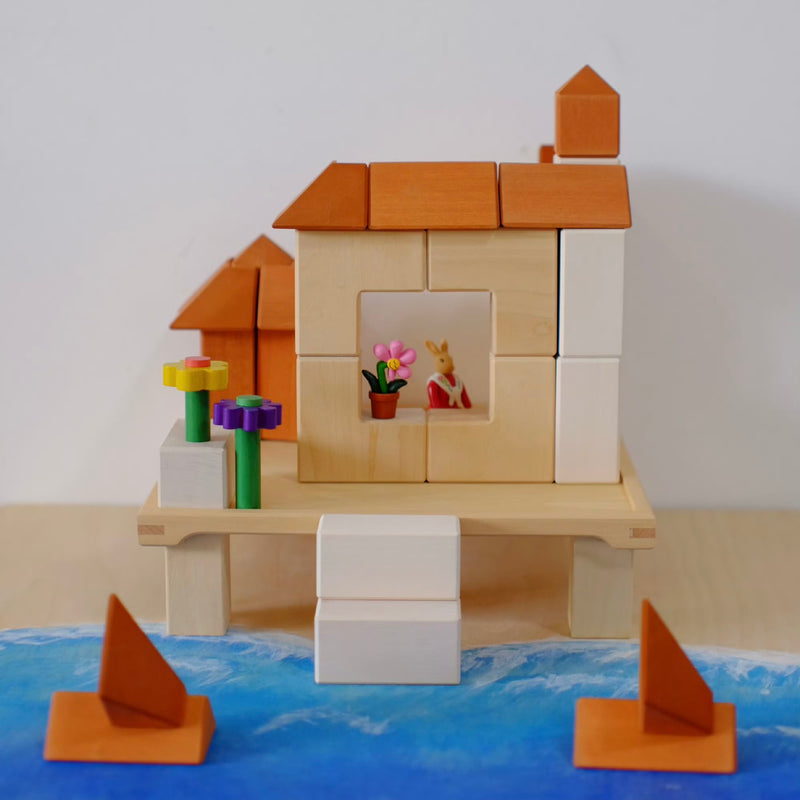 Wooden Pyramid Building Block Set 40pcs by Avdar Toys Wooden Toys Building Blocks STEM Toys Gifting Idea for 3yrs+