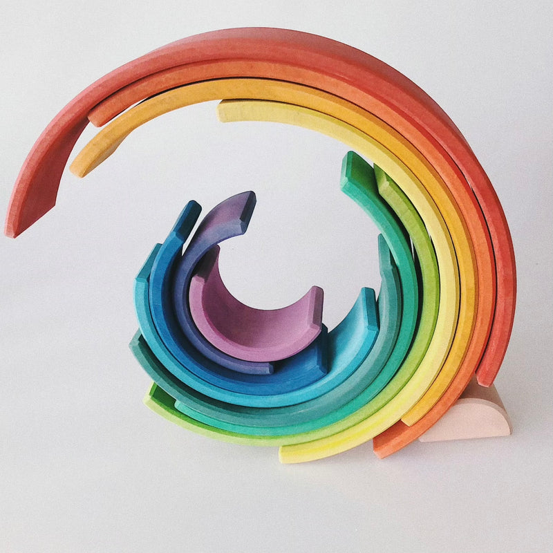 Wooden Rainbow Stacker Classic Large 12pcs by Avdar Toys Waldorf Inspired Wooden Toys 3yrs+
