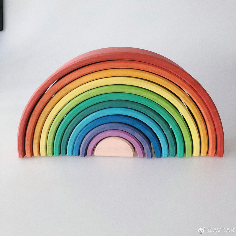 Wooden Rainbow Stacker Classic Large 12pcs by Avdar Toys Waldorf Inspired Wooden Toys 3yrs+