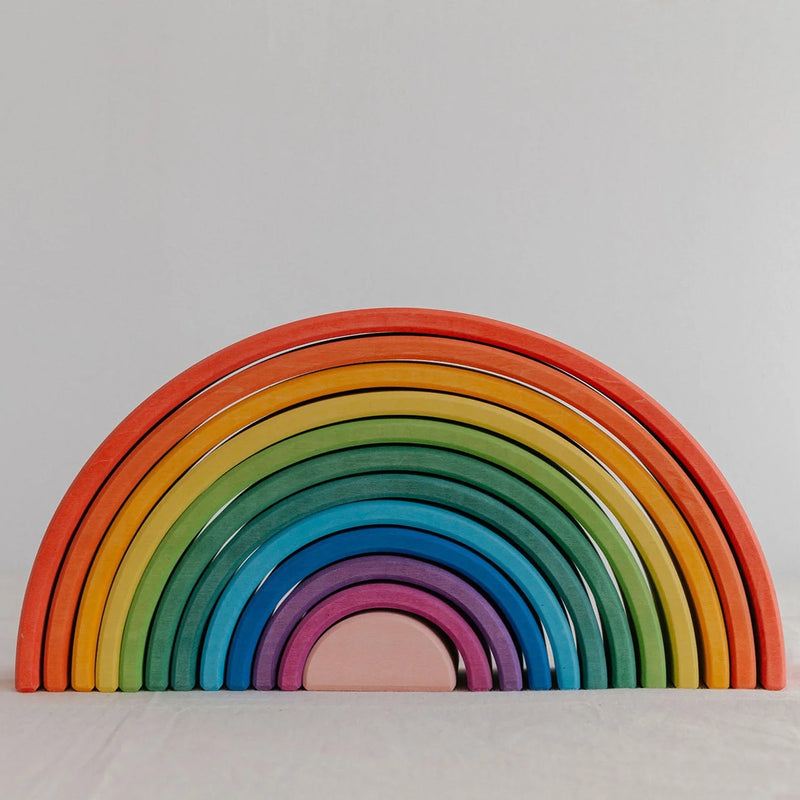 Wooden Rainbow Stacker Classic Large 12pcs by Avdar Toys Waldorf Inspired Wooden Toys 3yrs+