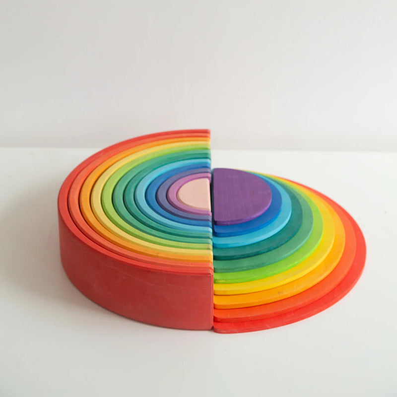 Wooden Rainbow Stacker Classic Large 12pcs by Avdar Toys Waldorf Inspired Wooden Toys 3yrs+