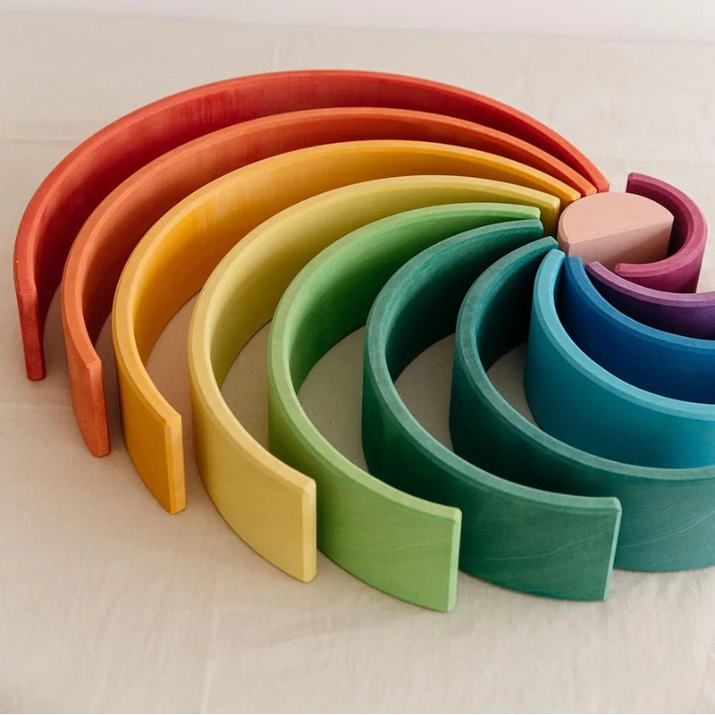 Wooden Rainbow Stacker Classic Large 12pcs by Avdar Toys Waldorf Inspired Wooden Toys 3yrs+
