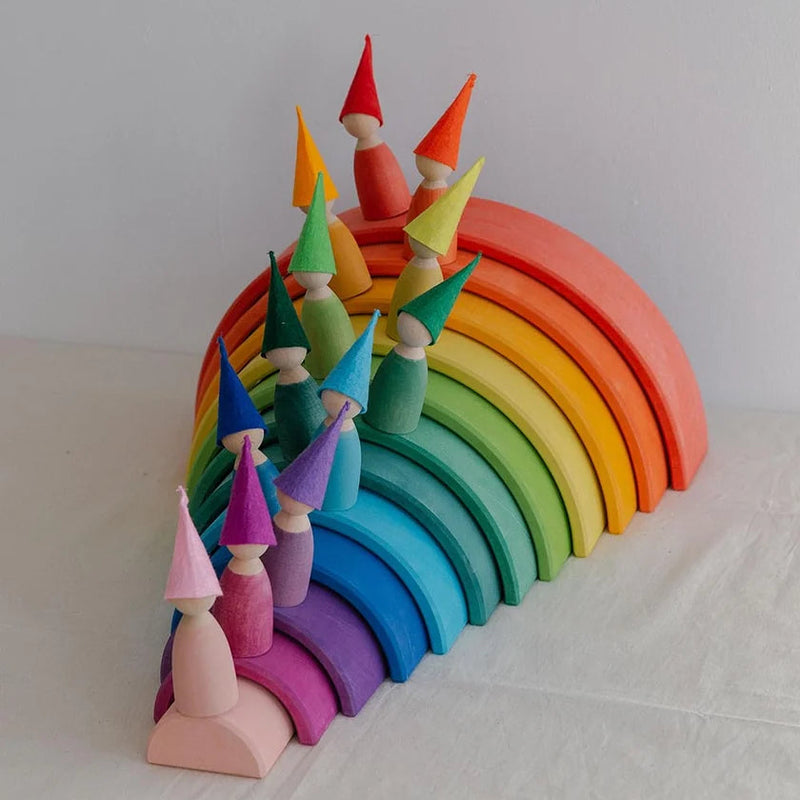 Wooden Rainbow Stacker Classic Large 12pcs by Avdar Toys Waldorf Inspired Wooden Toys 3yrs+