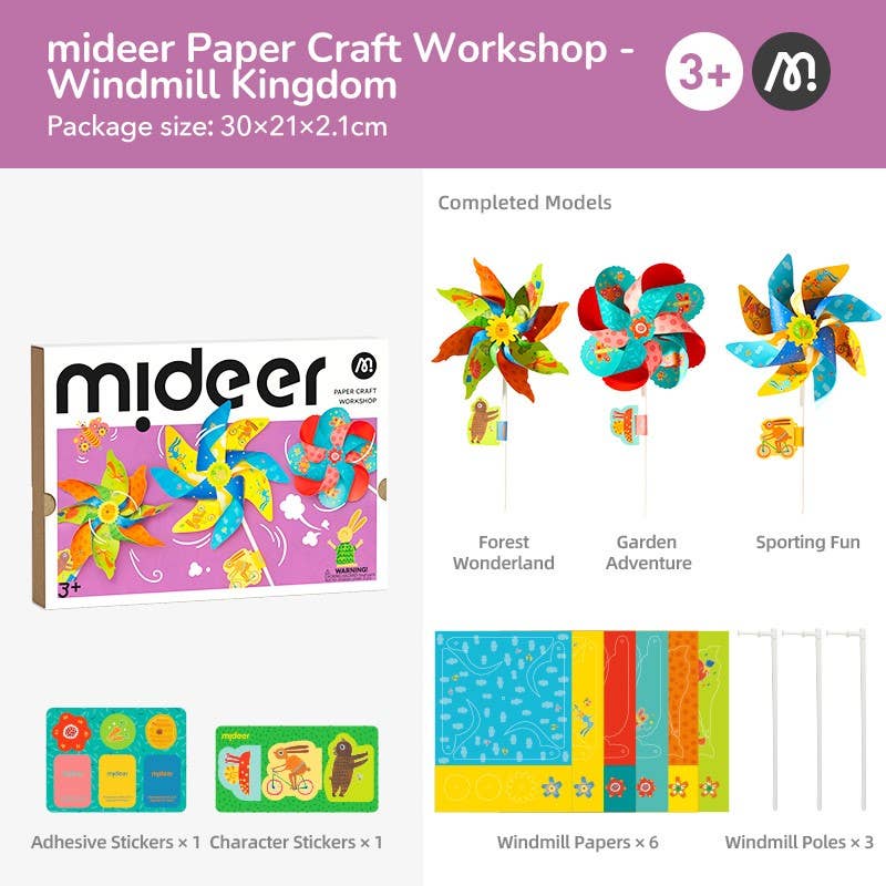 Mideer Paper Craft Workshop Windmill Kingdom Art and Craft for Kids 3yrs+