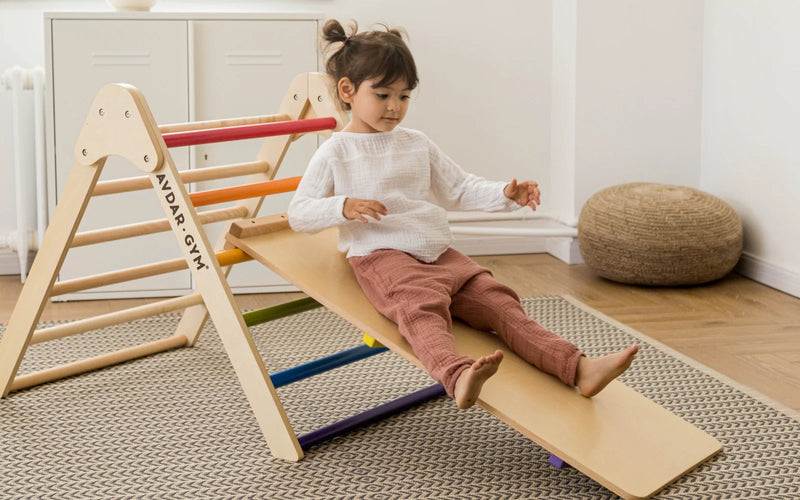 Wooden Climbing Gym Rainbow Triangle Set by Avdar Toys Kids Furniture for 18m+ (Furniture Shipping)