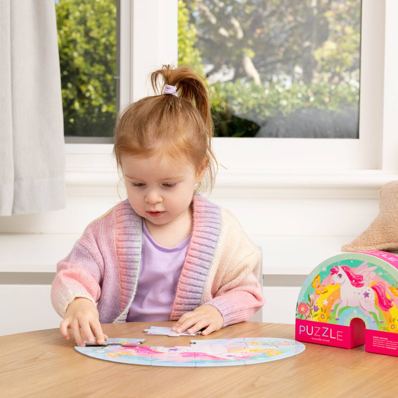 Crocodile Creek Mini Jigsaw Puzzle 12pcs Sweet Unicorn Developmental Toys for Toddlers Gifts Idea Best Seller Fairy Unicorn and Castle Theme 2yrs+