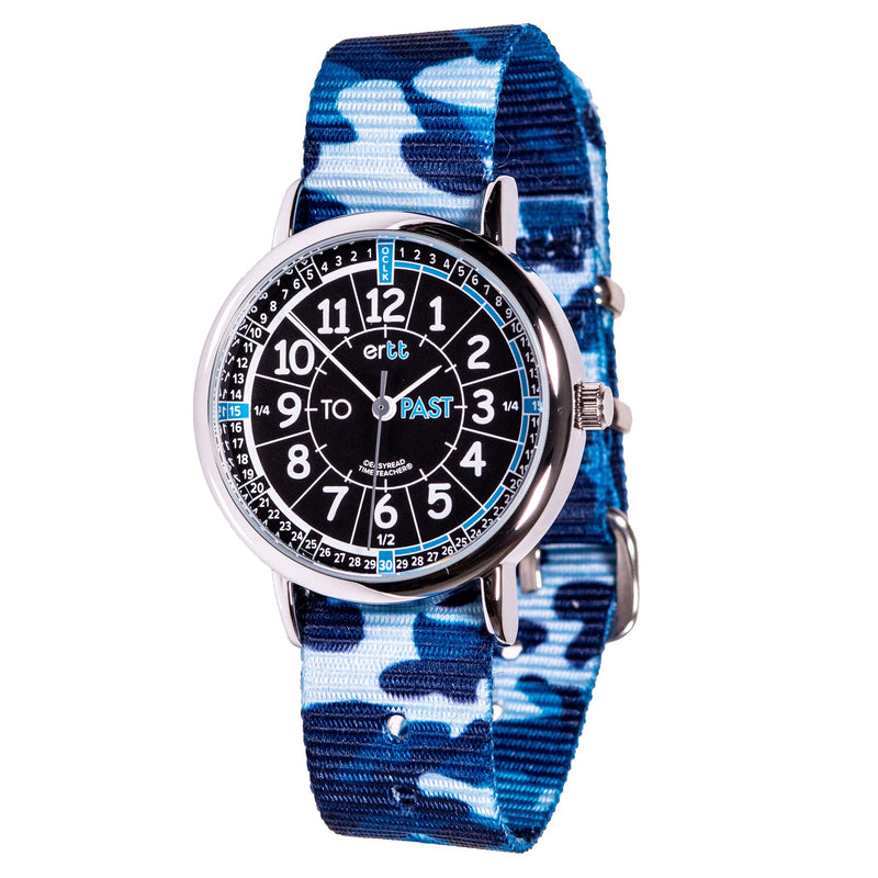 EasyRead Kids Analog Watch Water Resistant Camo Band Learn to tell Time Past and To by ertt Early Math STEM Toys 4yrs+