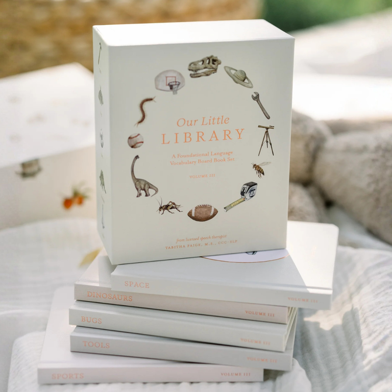 Our Little Library Vol. 3 (5 Board Books) by Paige Tate First Words Books Introducing Sports, Space, Dinosaurs, Tools and Bugs
