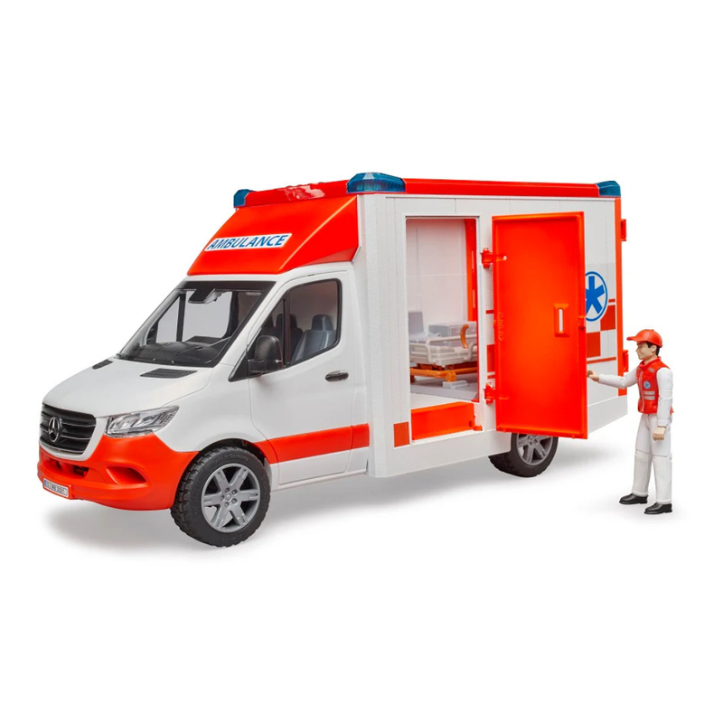 Bruder 1:16 Mercedes G3 Sprinter Ambulance Car with Driver, lights and Sound Toy Car 3yrs+