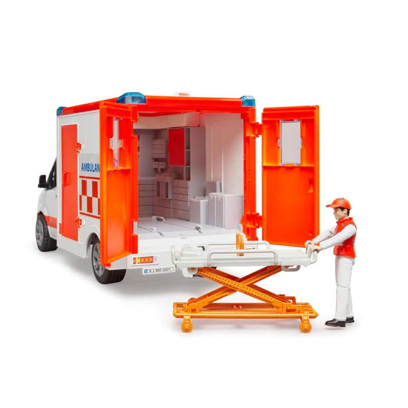 Bruder 1:16 Mercedes G3 Sprinter Ambulance Car with Driver, lights and Sound Toy Car 3yrs+