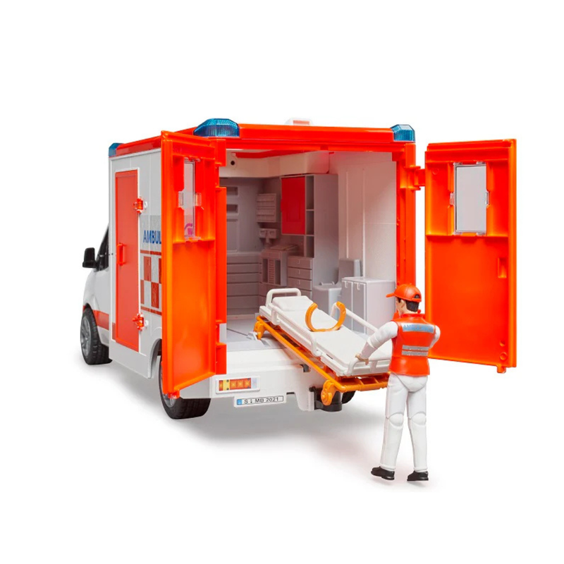 Bruder 1:16 Mercedes G3 Sprinter Ambulance Car with Driver, lights and Sound Toy Car 3yrs+