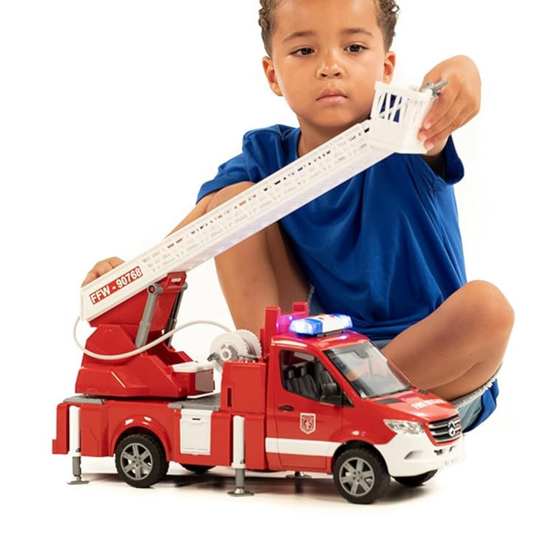Bruder 1:16 MB G3 Sprinter Fire Engine with Ladder and Water Pump Lights and Sound Toy Car Gifting Idea for 4yrs+