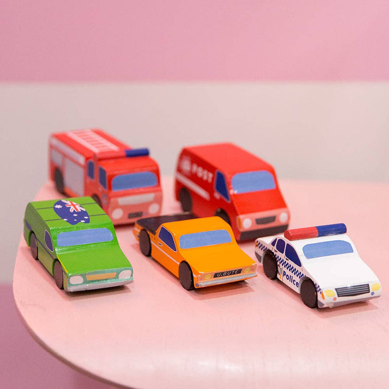 Make Me Iconic Wooden Australian Vehicles Set Educational Role Play Toy 18mth+