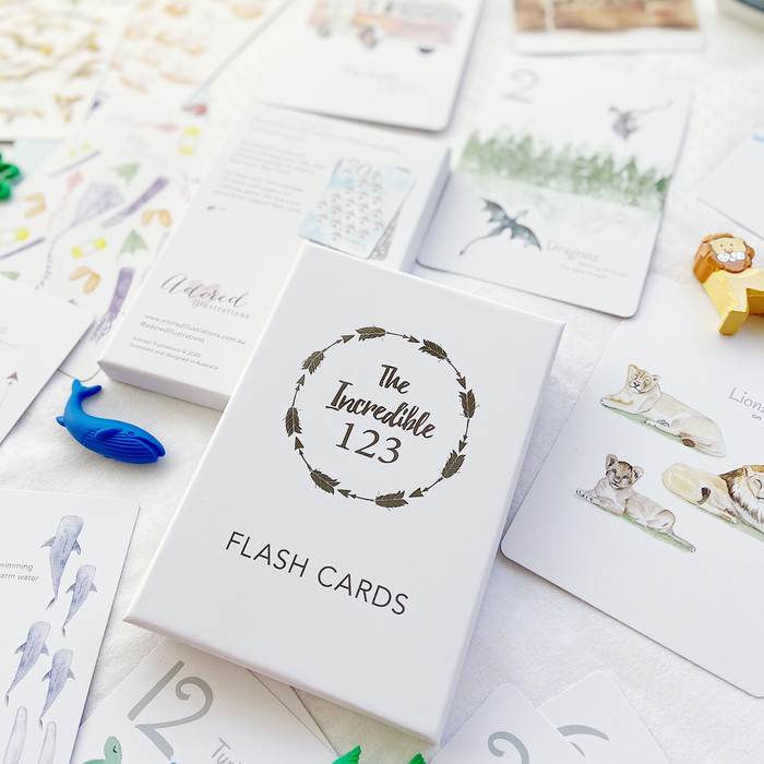 Adored Illustrations The Incredible 123 Flash Cards 3yrs+