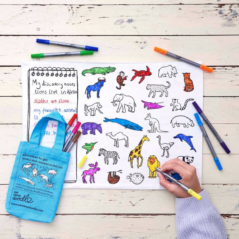 World Map Tablecloth Placemat to Go by Eat Sleep Doodle Art and Craft for Kids Travel Toys 3yrs+