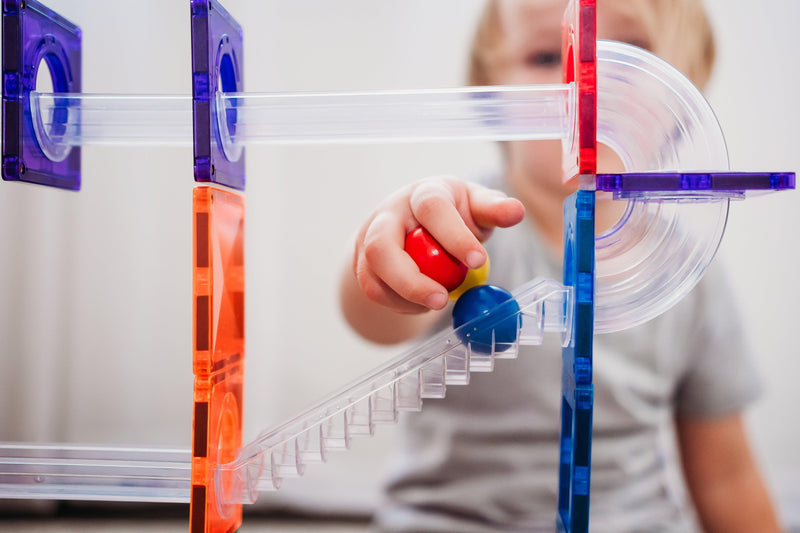 Connetix Rainbow ESSENTIAL BUNDLE Ball Run 92 Piece+ 40 Piece Square - My Playroom 