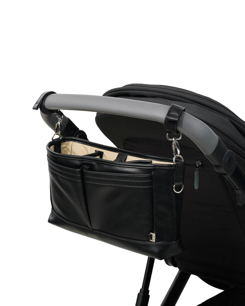 OiOi - Signature Pram Caddy - Black Dimple Vegan Leather