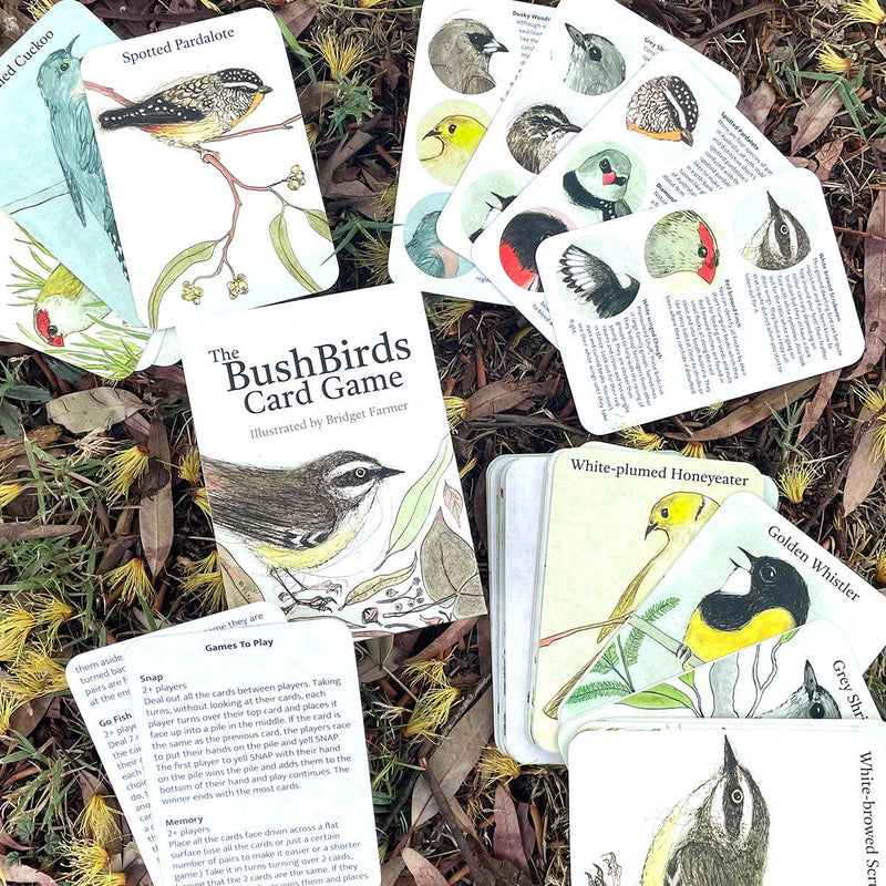 Bridget Farmer Printmaker The Bush Birds Card Games for kids Australian Animals