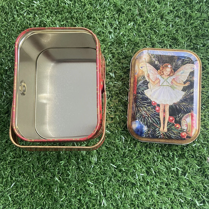 Flower Fairies Christmas Handle Tin Basket 10.5x7.8x6 (LWH) Fairy Unicorn and Castle Theme Christmas Range Gifting Idea for 3yrs+