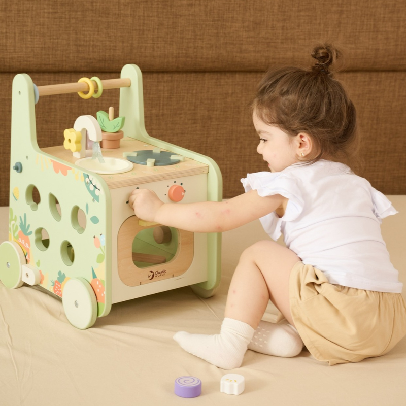 Classic World 2 in 1 Kitchen Walker with Activities Baby Walker Motor Skills Developmental Toys Baby Toys gifting Idea for 12m+