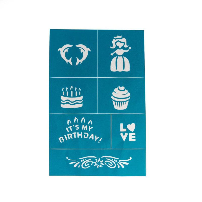 Oh Flossy Reusable Adhesive Face Paint and Makeup Stencils Kids Makeup Set Teal 3yrs+