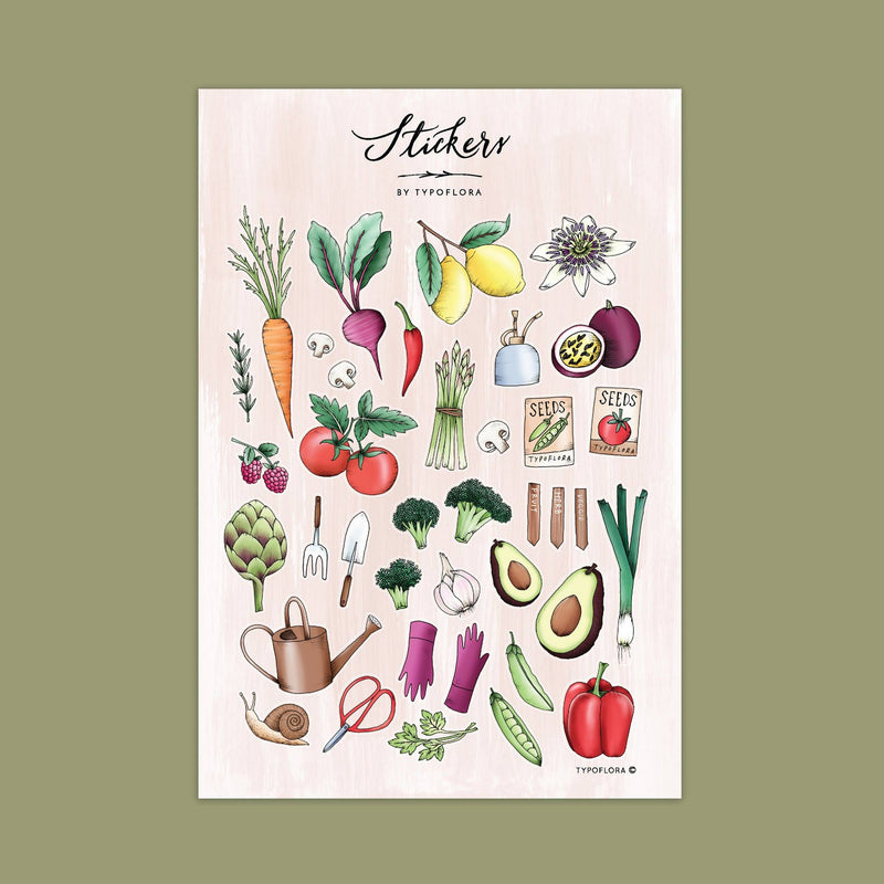 Typoflora Sticker Sheet Garden Lovers 26pcs Art and Craft for Kids