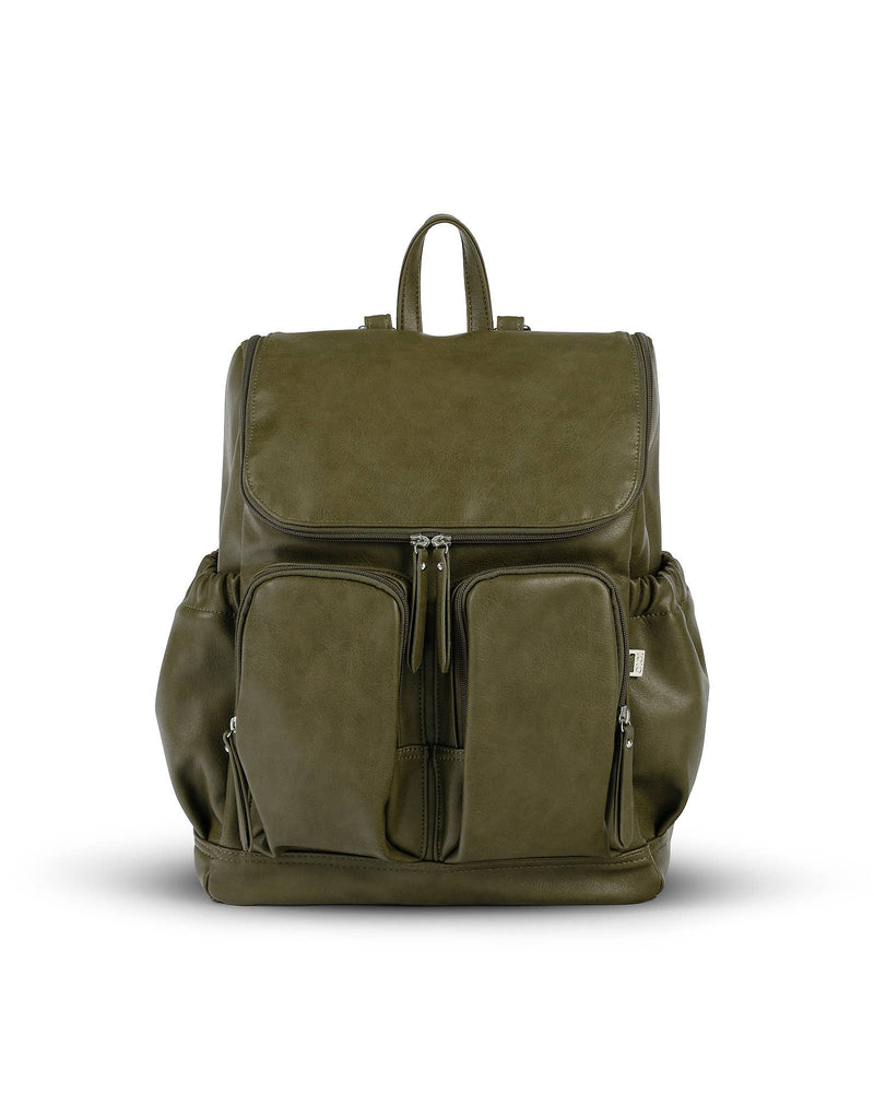 OiOi Signature Nappy Backpack Olive Vegan Leather Mothers Day