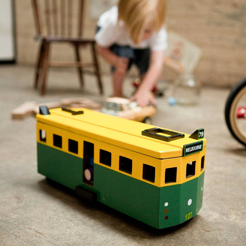 Make Me Iconic Large Melbourne Tram Wooden Toys Vehicle Best Seller Gifting Idea for 3yrs+