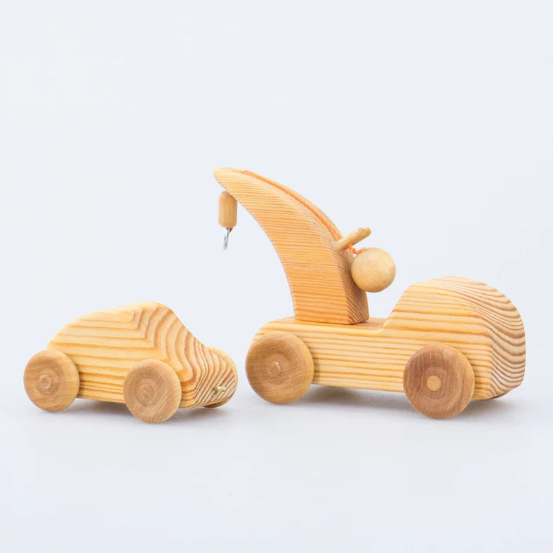 Debresk Small Tow Truck With Mini Car Wooden Toy Car 3yrs+