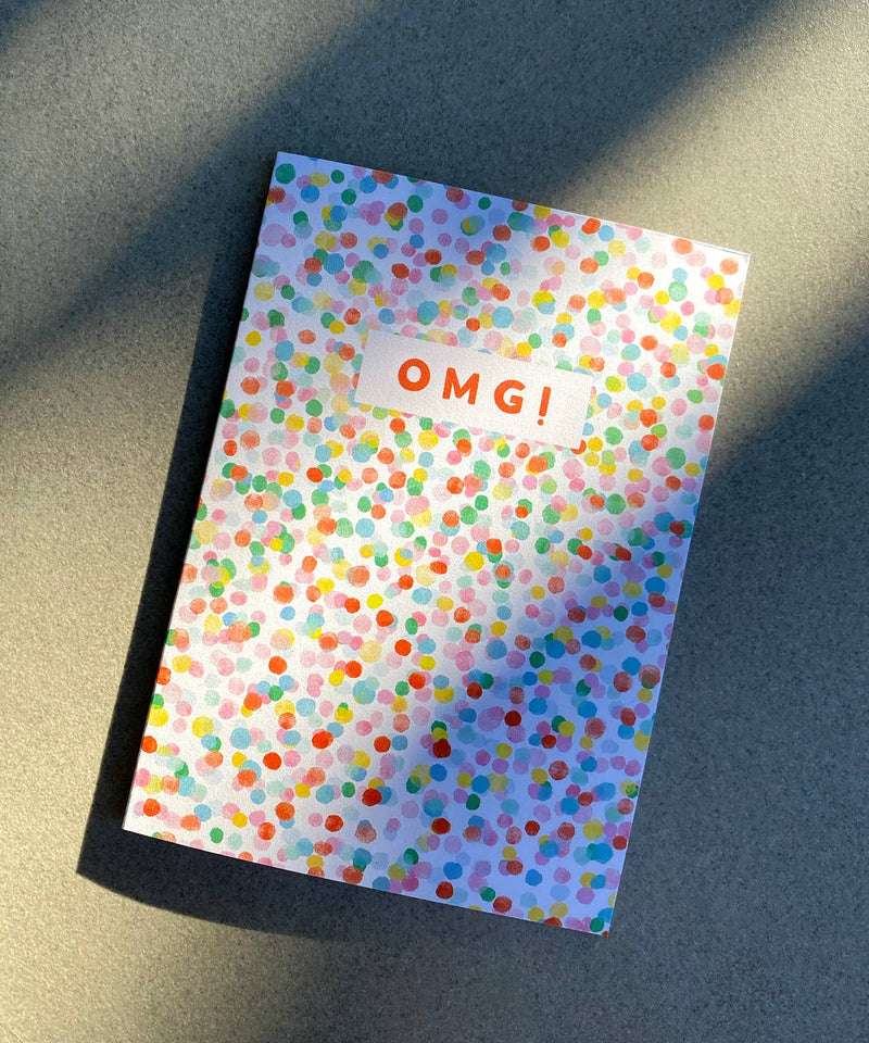 OMG Confetti Greeting Card By Lauren Sissons Studio Birthday New Born Congratulation Cards