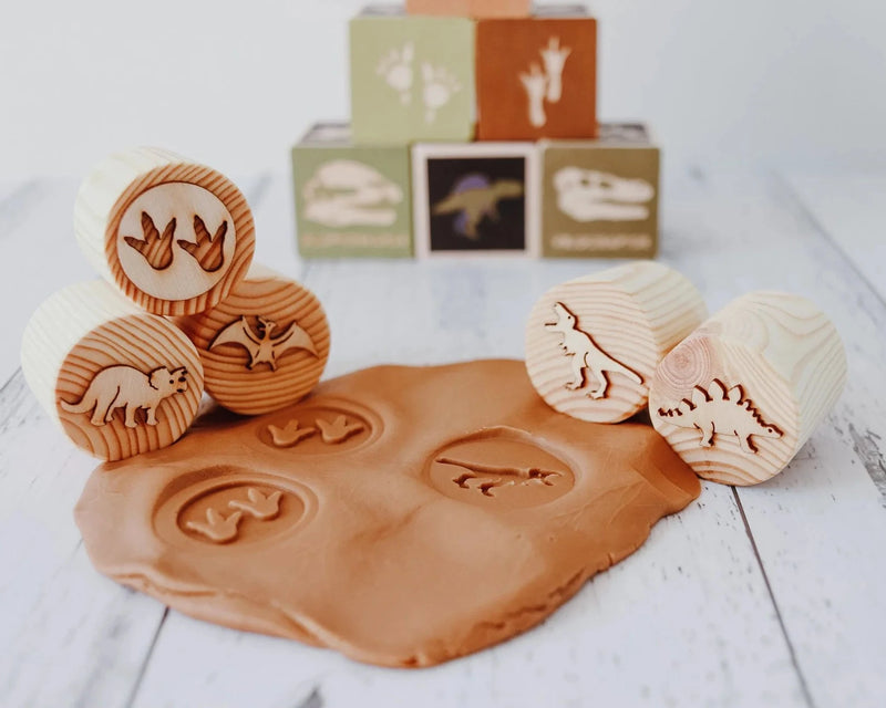 Beadiebug Wooden Dinosaur Stamper Playdough Sand Toys Clearance 3yrs+